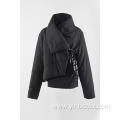 short black padding coat with big collar